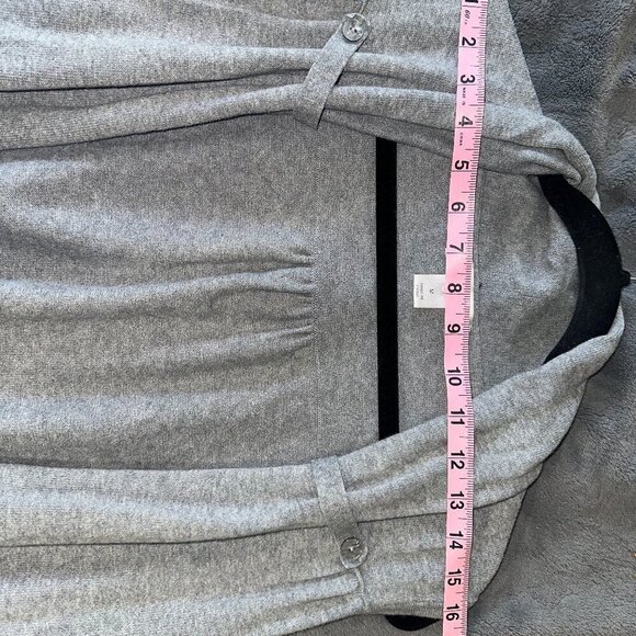 Christopher & Banks Medium Gray Sweater Vest With Pockets Cowl Neck Cardigan Sle - Picture 6 of 9